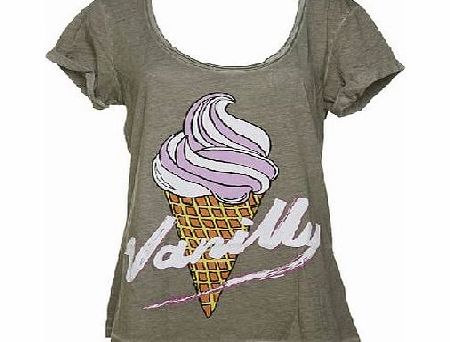 Amplified Vintage Ladies Vanilly Oil Wash Scoop Neck T-Shirt from