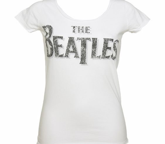 Ladies White Beatles Logo Slim Fit T-Shirt from