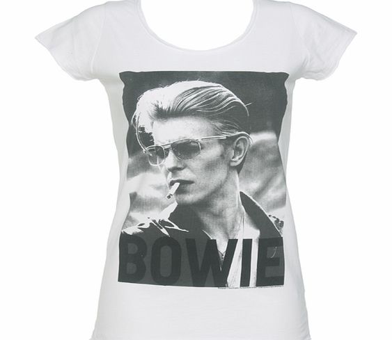 Ladies White David Bowie Photographic T-Shirt