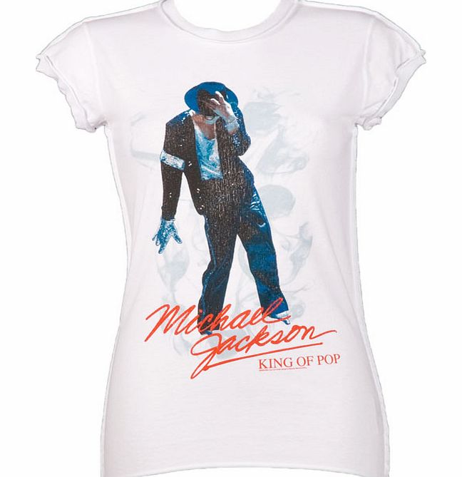 Ladies White Michael Jackson King Of Pop T-Shirt from Amplified Vintage