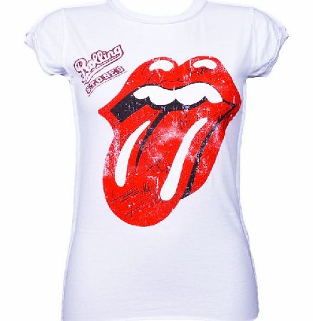 Ladies White Rolling Stones Autograph T-Shirt