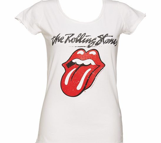 Ladies White Rolling Stones Licks T-Shirt from