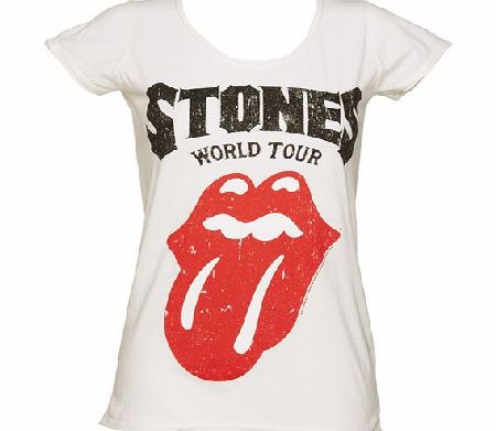 Ladies White Rolling Stones World Tour T-Shirt