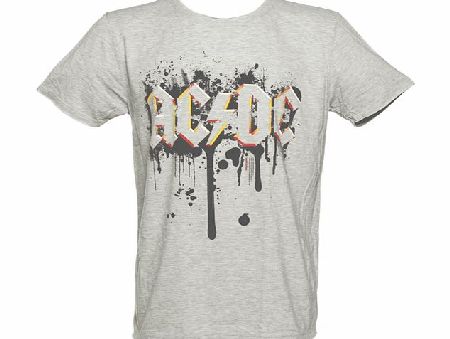 Amplified Vintage Mens AC/DC Graffiti Logo Grey Marl T-Shirt