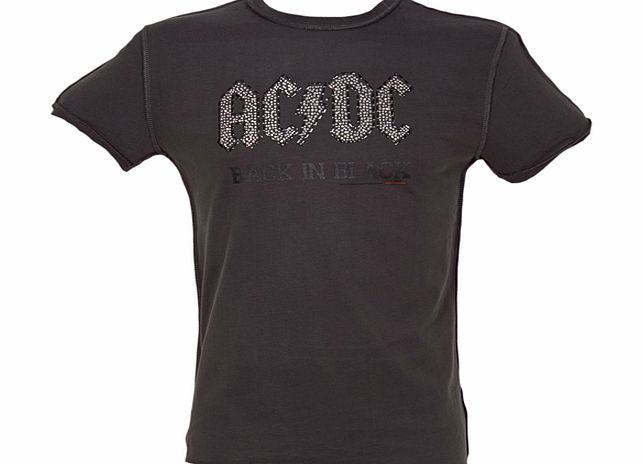 Amplified Vintage Mens Diamante AC/DC Back In Black Charcoal