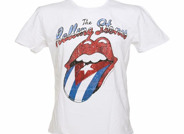 Amplified Vintage Mens Diamante Rolling Stones Cuba Tongue