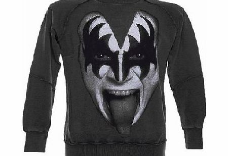 Amplified Vintage Mens Kiss Lick It Up Charcoal Sweater from