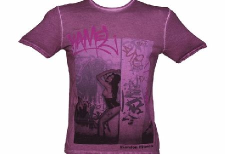 Amplified Vintage Mens Purple Streets Pinups Fashion T-Shirt