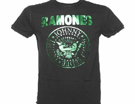 Amplified Vintage Mens Ramones Logo Green Foil T-Shirt from