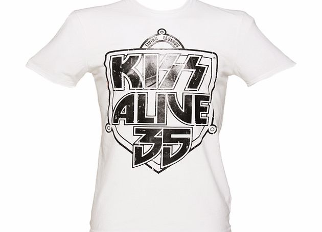 Mens White KISS Alive 35 Foil T-Shirt from
