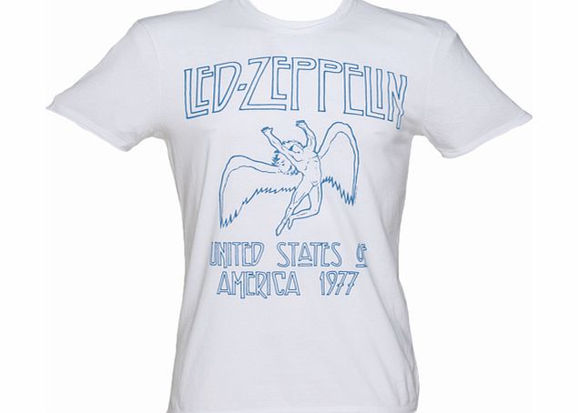 Amplified Vintage Mens White Led Zeppelin USA 1977 T-Shirt