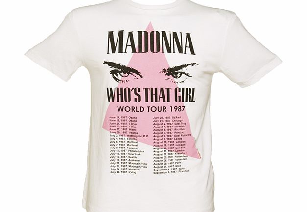 Amplified Vintage Mens White Madonna 1987 Tour T-Shirt from