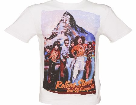 Amplified Vintage Mens White Rolling Stones Tour Of Europe 76