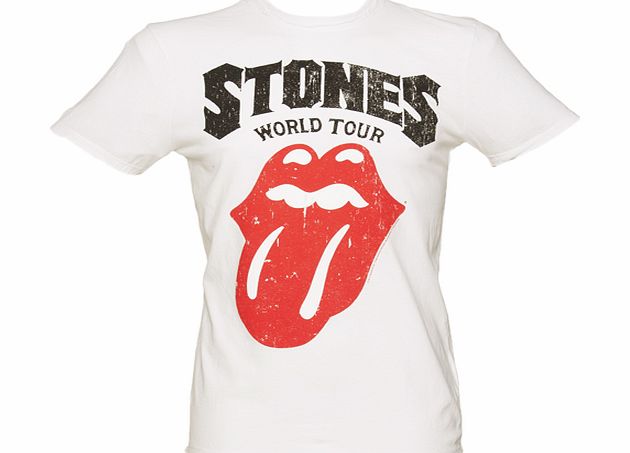 Amplified Vintage Mens White Rolling Stones World Tour