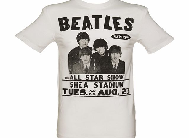 Mens White The Beatles Shea Stadium T-Shirt