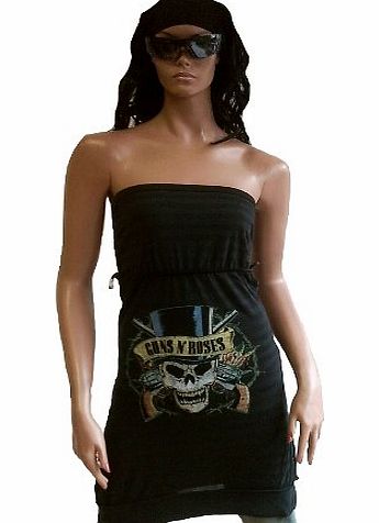 Amplified Woman Lady Designer Dress Stretch Mini Boot Tunik Top Black Gray Official Guns N Roses Merchandise Pirat Skull Rock Star ViP M 38/40