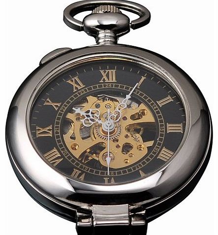 AMPM24 Unique Men Magnifier Skeleton Mechanical Pocket Watch