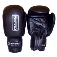 Ampro Leather Sparring Glove Black 10oz