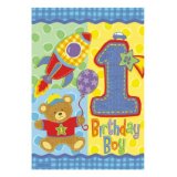 Amscan 1st birthday - birthday boy - hugs and stitches design - 8 Party loot bags - boys 1st birthday - blu