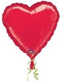Amscan Red Heart Balloon - Red 18` flat foil heart balloon - christening - wedding - party - anniversary - valentine