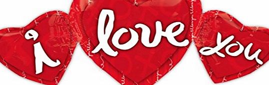 Amscan Valentines Day I Love You 3 Heart Trio SuperShape Foil Balloon Anniversary Wedding Party Present (Not inflated)