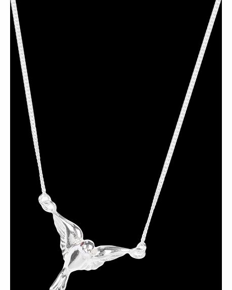 Silver Dove of Peace Necklace with Ruby