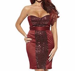 AMY CHILDS Claudia wine strapless sequin dress