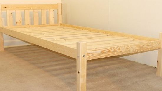 Amy Single Bed Short length Childs Bed - Small Single Bed Pine 85cm by 175cm Single Bed Wooden Frame - INCLUDES 15cm thick sprung mattress