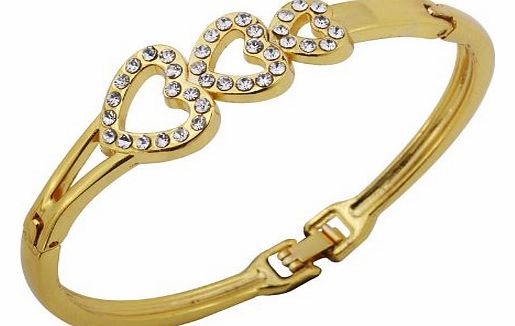 Amybria Jewelry 3 Heart Shape Gold Bracelet For Wedding Party Bangle For Women