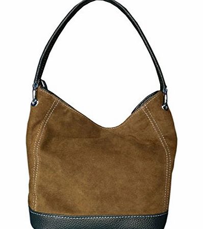 Anashion Ltd Ladies Real Italian Suede Leather Large Shoulder Handbag Tote Bag (Brown)