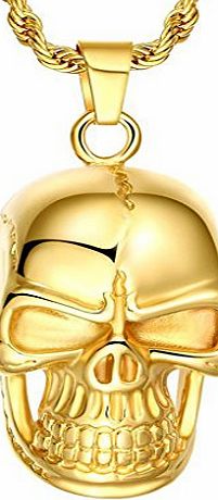 AnazoZ  Fashion Jewelry Luxury 18k Gold Filled Skull Pendant Men Stainless Steel Golden Necklace Chain Simple