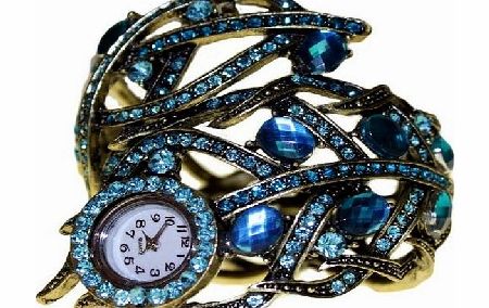 Ancient Wisdom Ornate Crystal Ladies Bracelet/Bangle Watch-Art Deco Network- Vintage/Retro Look