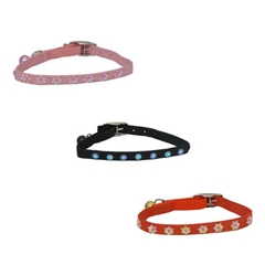 Ancol Black Daisy Sequin Faux Suede Collar for Cats by Ancol