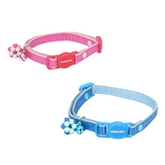 Ancol Blue Shiny Spotted Faux Suede Collar with Charm for Cats by Ancol