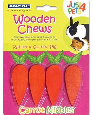 Ancol Just 4 Pets Wooden Carrot Nibbles Chew Toy