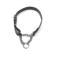 Ancol Leather and Chain Choke Collar Black 24