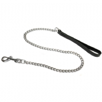 Ancol Pet Products Ancol Chain Lead With Leather Handle Fine 87.5cm