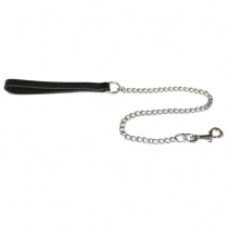 Ancol Heavy Chain Lead With Leather Handle Black