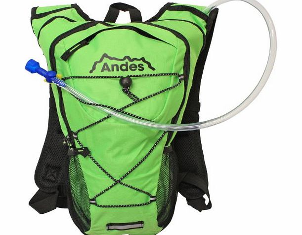 Andes 2 Litre Bright Green Hydration Pack/Backpack Running/Cycling with Water Bladder/Pockets