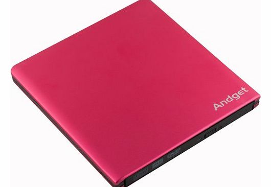 Andget USB 3.0 External DVD-RW Recorder Burner Aluminum Enclosure Red
