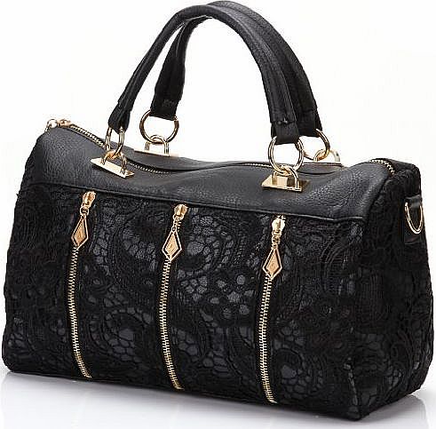 ANDI ROSE Ladies Designer PU Leather Tote Handbags Purses Shoulder Clutch Hobo Bag (Black)