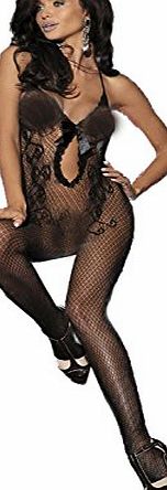 ANDI ROSE Sexy Lingerie Lace Mesh Sheer Crotchless Bodysuit Body Stockings Black (Black 5)