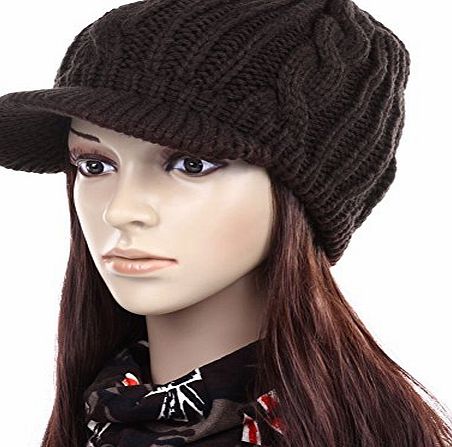 Slouch Beanies Button Hats Knitted Crochet Baggy Beret Skullies Cap Hat for Women Winter Ski Party (1126 Black)