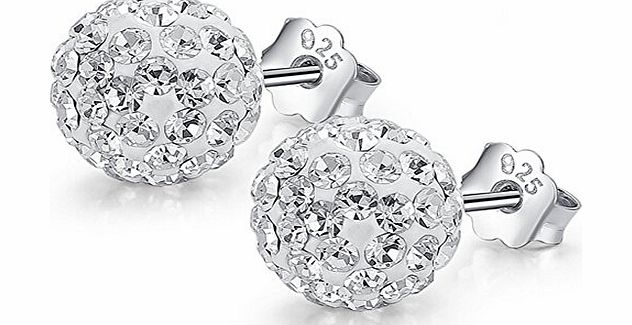 ANDI ROSE Women Fashion Jewelry 925 Sterling Silver Rhinestones Diamond Stud Earrings (10 MM)