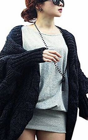 ANDI ROSE Women Knitwear Cardigan Hoodie Batwing Sleeve Knitting Loose Casual Christmas Sweater (Grey)