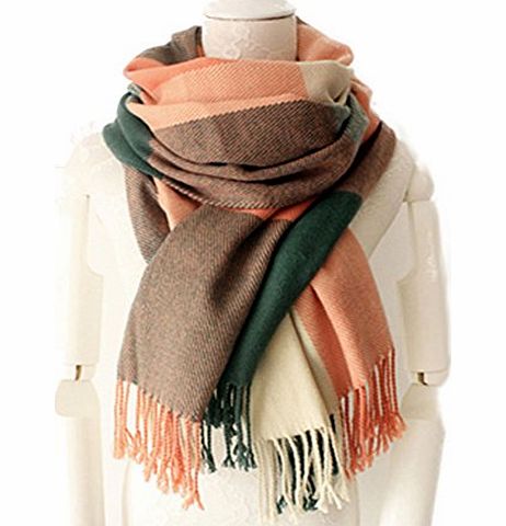 ANDI ROSE Women Ladies Fashion Long Warm Soft Tartan Scarf Scarves Pashmina Wrap Shawl (Pink)