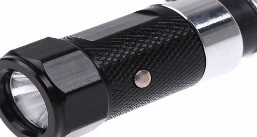 Andoer Car Cigarette Lighter Socket LED Flashlight Rechargeable Torch 0.5W Silver/Black (Black)