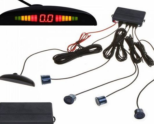Andoer Car LED Parking Reverse Backup Radar System with Backlight Display   4 Sensors (White/Blue/Grey/Red/Silver/Black Optional) (Red)