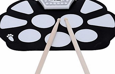 Andoer Portable Professional Drum Electronic Roll up Drum Pad Kit Silicon Foldable with Stick amp; Record Function