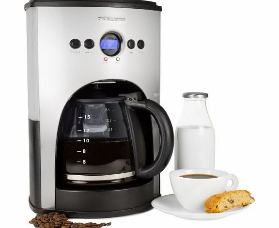 Andrew James 1100 Watt Digital Filter Coffee Maker With Fully Programmable Function And Reusable Mesh Filter- 15 Cup Capacity